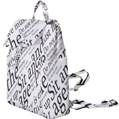 Abstract Minimalistic Text Typography Grayscale Focused Into Newspaper Buckle Everyday Backpack by Sudhe