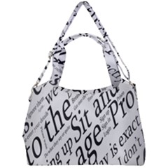 Abstract Minimalistic Text Typography Grayscale Focused Into Newspaper Double Compartment Shoulder Bag