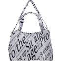 Abstract Minimalistic Text Typography Grayscale Focused Into Newspaper Double Compartment Shoulder Bag View1