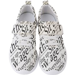 Abstract Minimalistic Text Typography Grayscale Focused Into Newspaper Men s Velcro Strap Shoes
