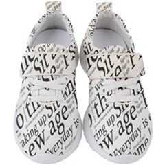 Abstract Minimalistic Text Typography Grayscale Focused Into Newspaper Kids  Velcro Strap Shoes