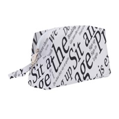 Abstract Minimalistic Text Typography Grayscale Focused Into Newspaper Wristlet Pouch Bag (Medium)