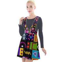 Abstract A Colorful Modern Illustration Plunge Pinafore Velour Dress