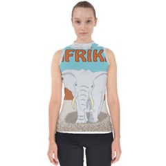 Africa Elephant Animals Animal Mock Neck Shell Top by Sudhe