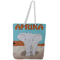 Africa Elephant Animals Animal Full Print Rope Handle Tote (large) by Sudhe