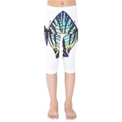 A Colorful Butterfly Kids  Capri Leggings 