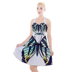A Colorful Butterfly Halter Party Swing Dress 