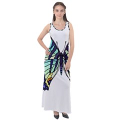 A Colorful Butterfly Sleeveless Velour Maxi Dress