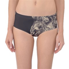 Angry Male Lion Mid-waist Bikini Bottoms