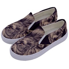 Angry Male Lion Kids  Canvas Slip Ons by Sudhe