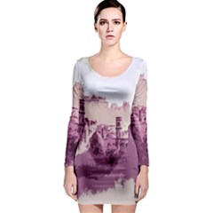 Abstract Painting Edinburgh Capital Of Scotland Long Sleeve Bodycon Dress by Sudhe