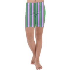 Candy Stripes 2 Kids  Lightweight Velour Capri Yoga Leggings by retrotoomoderndesigns