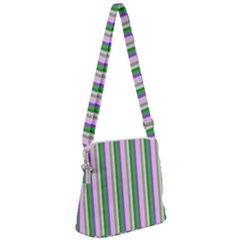 Candy Stripes 2 Zipper Messenger Bag by retrotoomoderndesigns