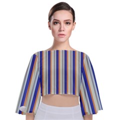 Candy Stripes 3 Tie Back Butterfly Sleeve Chiffon Top