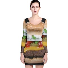 Abstract Barbeque Bbq Beauty Beef Long Sleeve Velvet Bodycon Dress by Sudhe