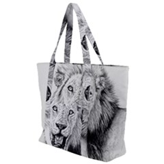 Lion Wildlife Art And Illustration Pencil Zip Up Canvas Bag by Sudhe