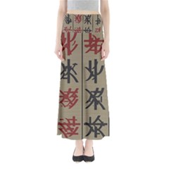 Ancient Chinese Secrets Characters Full Length Maxi Skirt by Sudhe