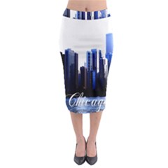 Abstract Of Downtown Chicago Effects Midi Pencil Skirt by Sudhe