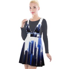 Abstract Of Downtown Chicago Effects Plunge Pinafore Velour Dress
