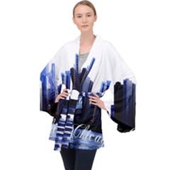 Abstract Of Downtown Chicago Effects Velvet Kimono Robe