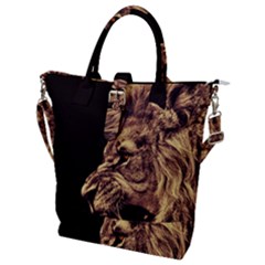 Angry Male Lion Gold Buckle Top Tote Bag by Sudhe