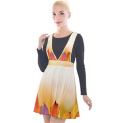 Autumn Leaves Colorful Fall Foliage Plunge Pinafore Velour Dress