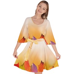 Autumn Leaves Colorful Fall Foliage Velour Kimono Dress