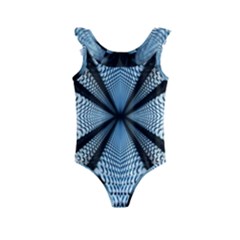 6th Dimension Metal Abstract Obtained Through Mirroring Kids  Frill Swimsuit by Sudhe