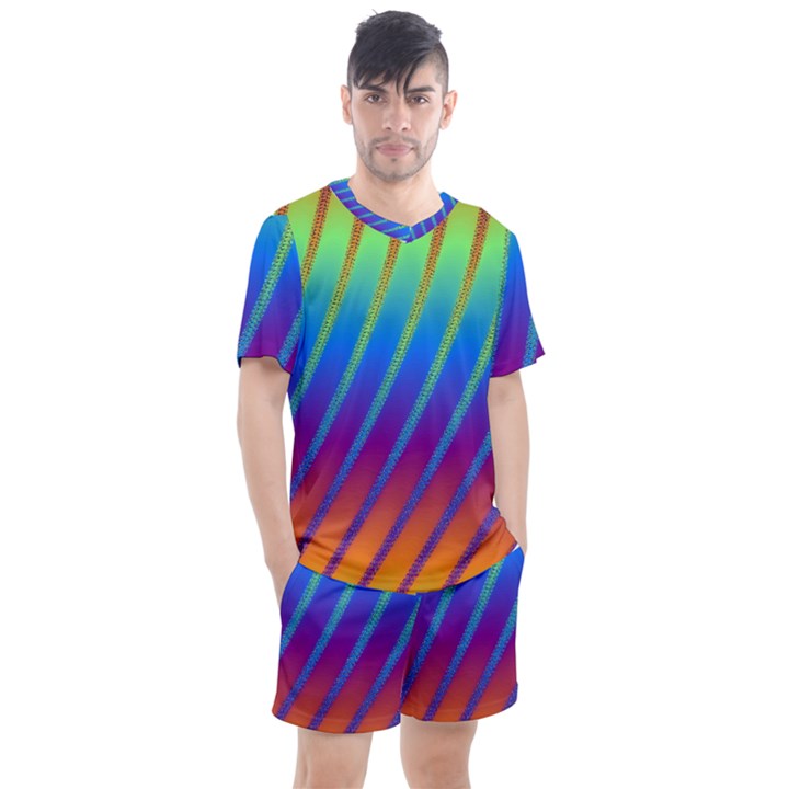 Abstract Fractal Multicolored Background Men s Mesh Tee and Shorts Set