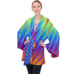Abstract Fractal Multicolored Background Velvet Kimono Robe