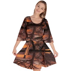 Aurora Sunset Sun Landscape Velour Kimono Dress