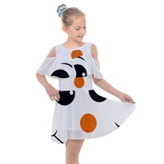 Happy Face With Orange Nose Vector File Kids  Shoulder Cutout Chiffon Dress by Sudhe