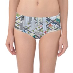 Simple Map Of The City Mid-waist Bikini Bottoms by Sudhe