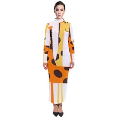 Giraffe Africa Safari Wildlife Turtleneck Maxi Dress by Sudhe