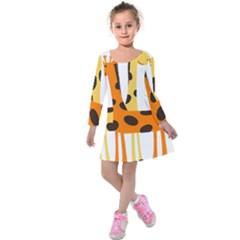 Giraffe Africa Safari Wildlife Kids  Long Sleeve Velvet Dress by Sudhe