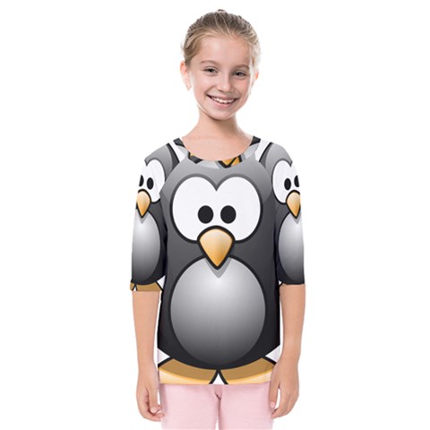 Penguin Birds Aquatic Flightless Kids  Quarter Sleeve Raglan Tee by Sudhe