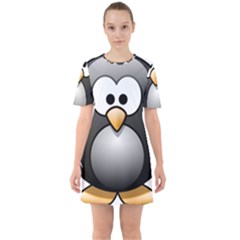 Penguin Birds Aquatic Flightless Sixties Short Sleeve Mini Dress