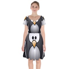 Penguin Birds Aquatic Flightless Short Sleeve Bardot Dress by Sudhe