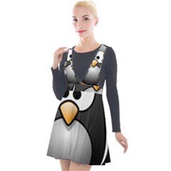 Penguin Birds Aquatic Flightless Plunge Pinafore Velour Dress by Sudhe