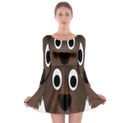 Dog Pup Animal Canine Brown Pet Long Sleeve Skater Dress by Sudhe