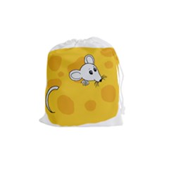 Rat Mouse Cheese Animal Mammal Drawstring Pouch (medium) by Sudhe