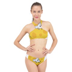 Rat Mouse Cheese Animal Mammal High Neck Bikini Set