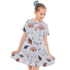 Grey Toned Pattern Kids  Short Sleeve Shirt Dress by Sudhe