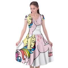 Unicorn Arociris Raimbow Magic Cap Sleeve Wrap Front Dress by Sudhe