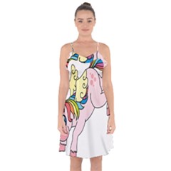 Unicorn Arociris Raimbow Magic Ruffle Detail Chiffon Dress by Sudhe