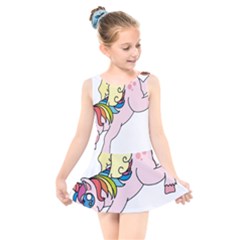 Unicorn Arociris Raimbow Magic Kids  Skater Dress Swimsuit by Sudhe