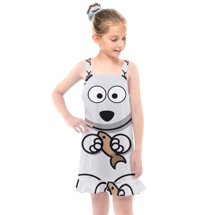 Bear Polar Bear Arctic Fish Mammal Kids  Overall Dress