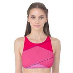 Geometric Shapes Magenta Pink Rose Tank Bikini Top by Sudhe