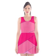 Geometric Shapes Magenta Pink Rose Scoop Neck Skater Dress