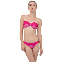 Geometric Shapes Magenta Pink Rose Classic Bandeau Bikini Set by Sudhe